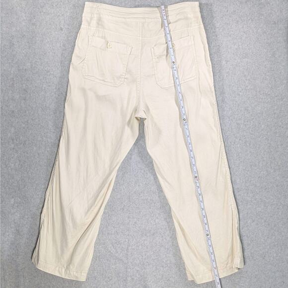 Soft Surroundings Cream Baggy Linen Blend Straight Leg Pockets Drawstring  Sz 12 - Picture 9 of 14